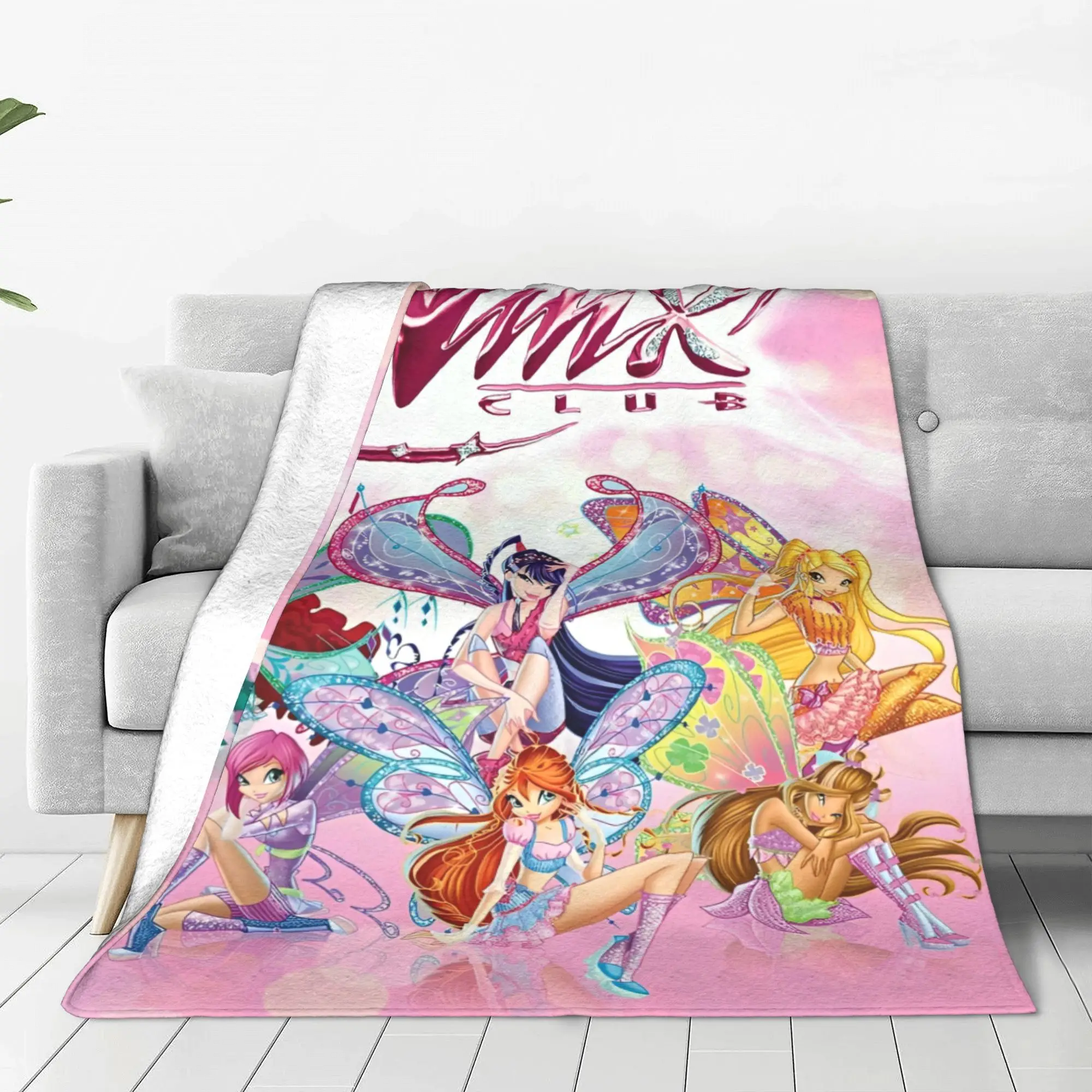 W-Winx Clubs Cartoon Blankets Fleece Decoration Fairy Beauty Anime Breathable Throw Blanket for Bedding Travel Plush Thin Quilt