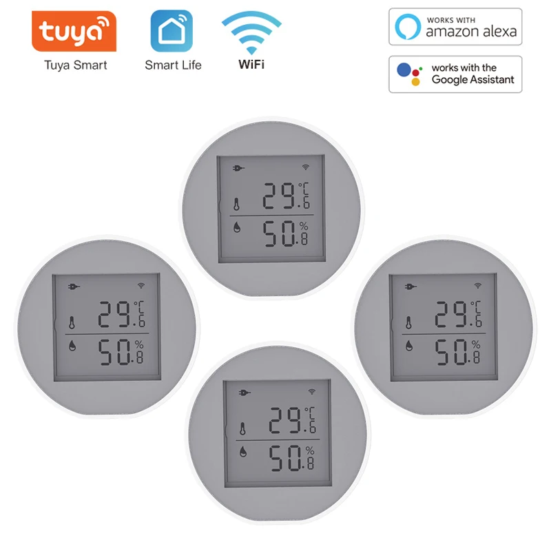 Tuya-Sensor inteligente de temperatura y humedad, Monitor remoto con aplicación WiFi para hogar inteligente, var, SmartLife, funciona con Alexa y