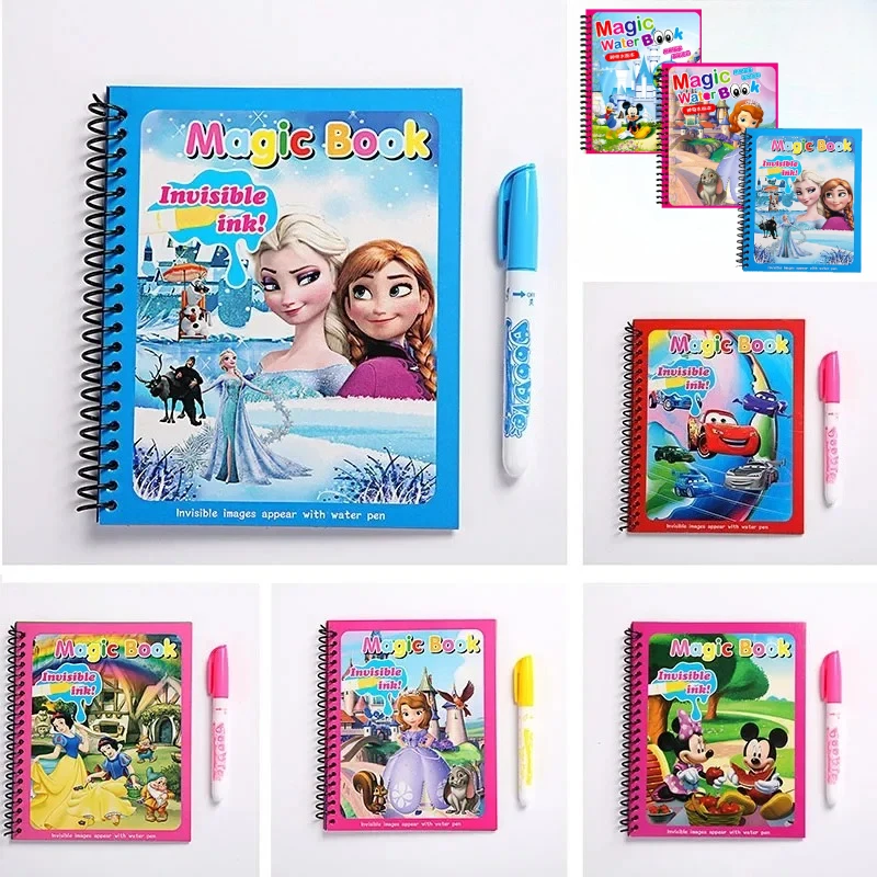 

Disney Kids Diy Graffiti Water Painting Book Cartoon Anime Frozen Cars Sofia Mickey Creative Funny Birthday Gifts Party Toys