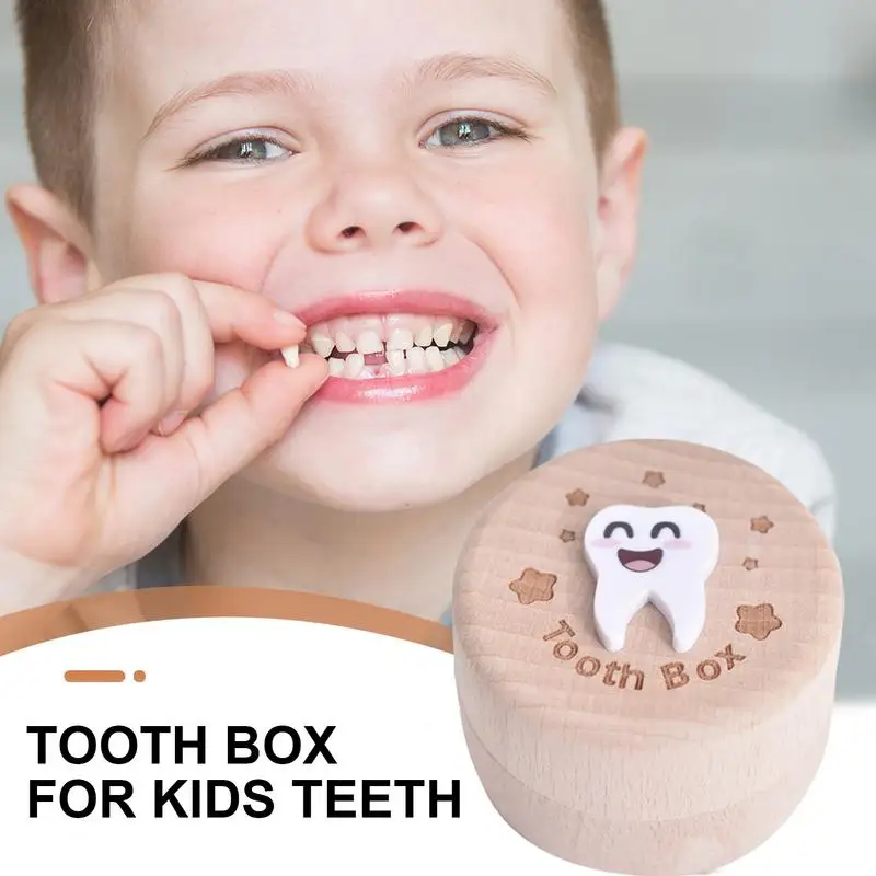 Tooth Fairy Tooth Holder Wooden Tooth Saver Container Box Dropped Tooth Keepsake Storage Box Kids Birthday Souvenir Teeth And