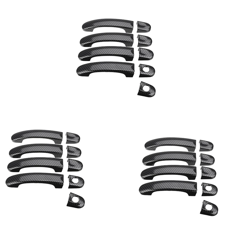 27Pcs Set ABS Chrome Door Handle Covers Trim For TRANSPORTER T5 T6 CADDY VAN 2003-2015 Carbon Fiber Style