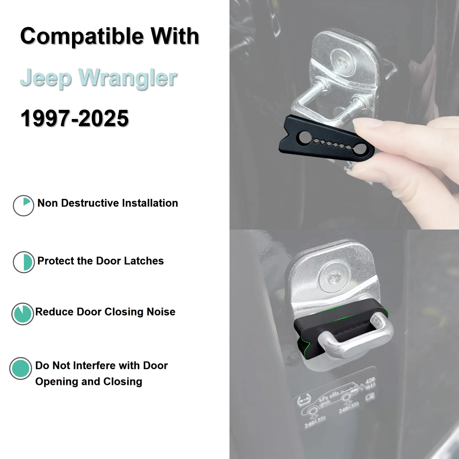 وسادة الباب امتصاص الصدمات وسادة الوفير شرائط ل جيب رانجلر TJ JK JL المصارع JT باب السيارة حامي العالمي اكسسوارات #3