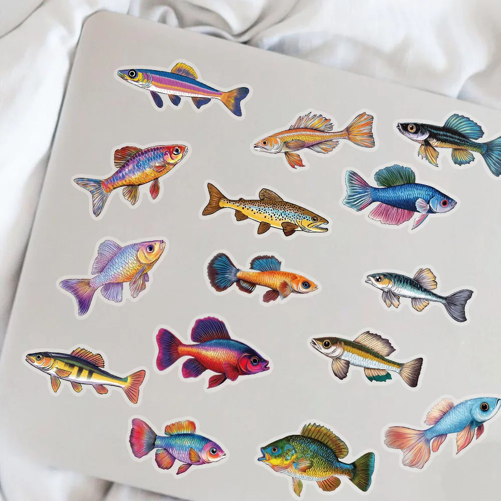 50PCS Creative PVC Personalized Fish Decorative Handbag Stickers DIY Notebook Hand Waterproof Stickers