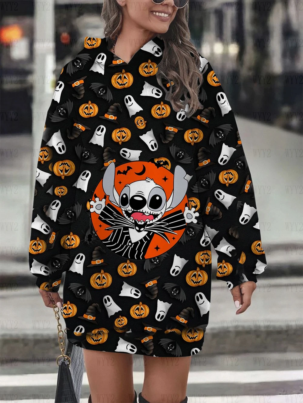 Disney Series Halloween Printed Hoodie Retro Harajuku Women\'s Autumn Hoodie Sweater Skirt Kawaii Cute Casual Aesthetic Top