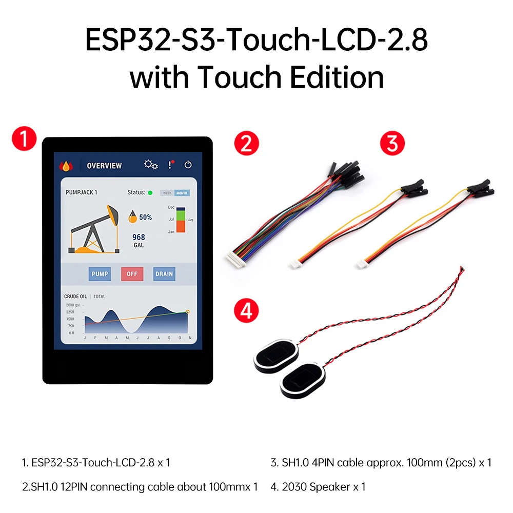 ESP32-S3 WIFI Bluetooth ontwikkelbord 2,8 inch LCD 240×320/480×640 touchscreen ingebouwde luidspreker RTC SD-kaarthouder