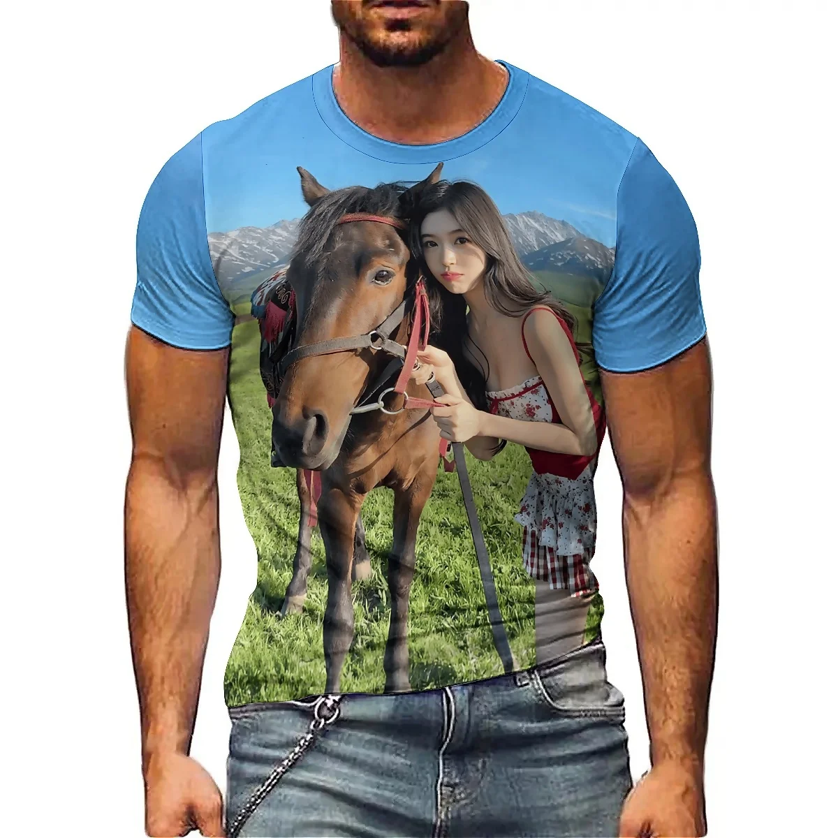Christmas European & American Trend Men's 3D Printed Short-Sleeve T-Shirt - Relaxed Fit Top