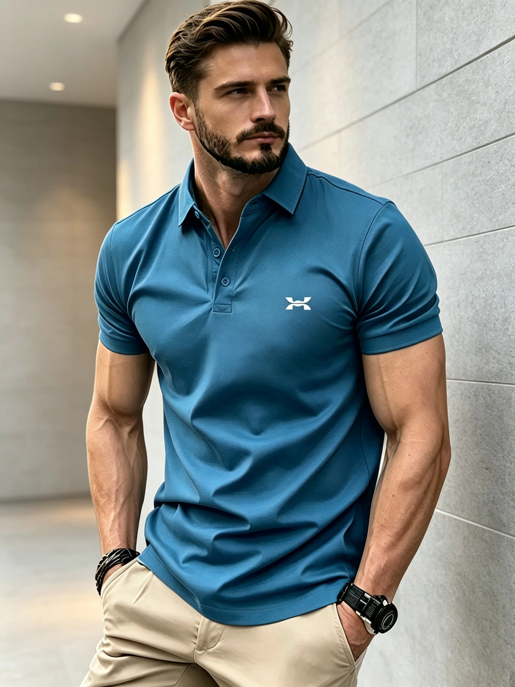 Sommermode Kurzärmeliges Komfortables Atmungsaktives Hochwertiges Herren Golf T-Shirt Business Casual Kurzärmeliges Polo-Shirt Top – Detail 11