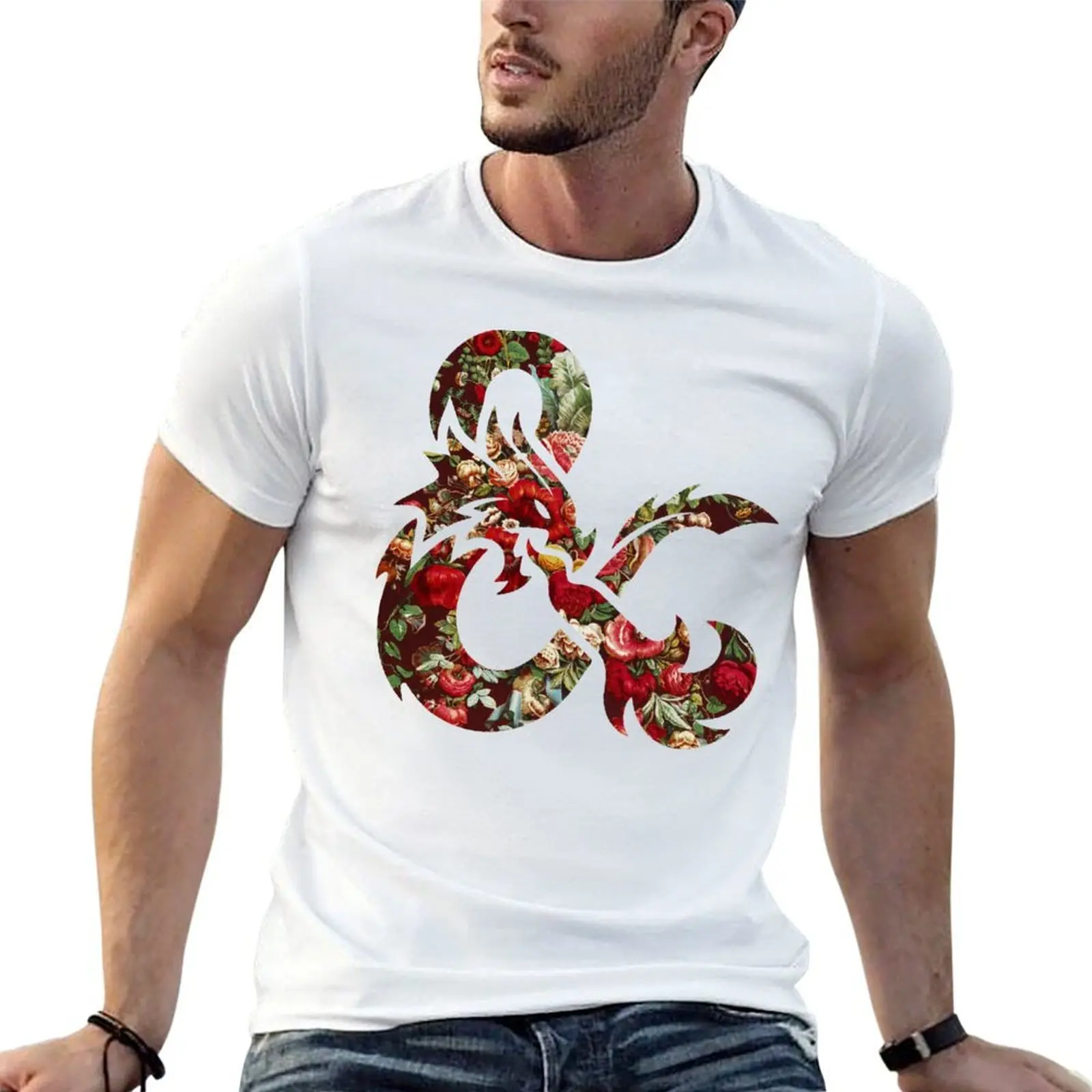 

D&D floral logo T-Shirt man t shirts graphic men t shirt cotton 100% T-Shirt