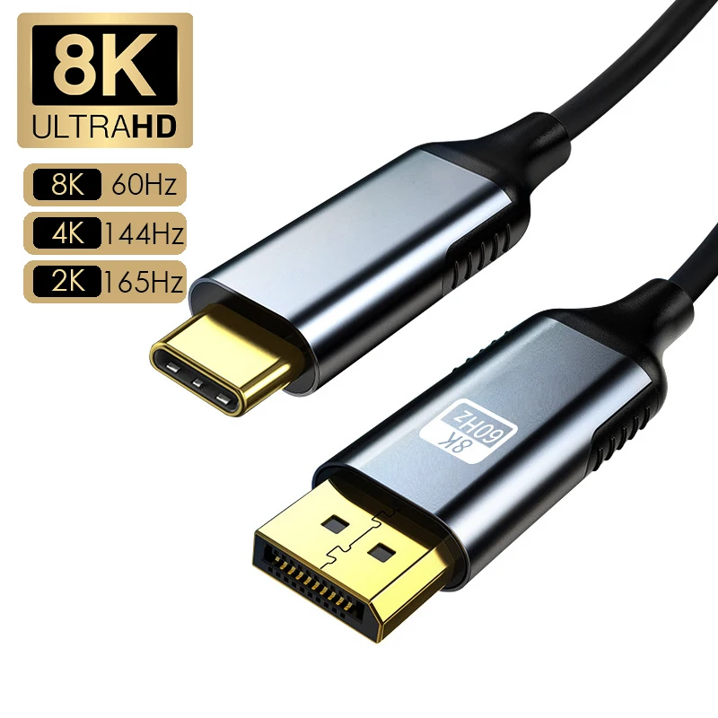 NEW USB-C to DP Cable 8K@60 Thunderbolt 3/4 Type C to Displayport Cord 4K 144HZ 32.4Gbps DP1.4 Cable Adapter for Macbook Pro Air