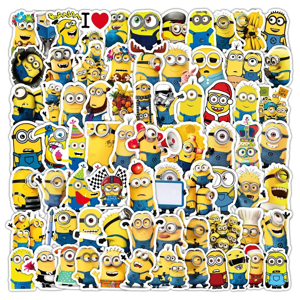 100PCS Cute Cartoon Anime Minions Graffiti Stickers for Bicycle Hand Account Pencil Case Decals