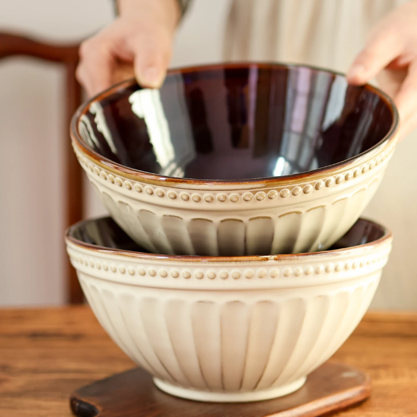 

Большая суповая миска с рельефным дизайном, корзина для овощей и фруктов, Liang Fly, для ежедневного использования, французский стиль