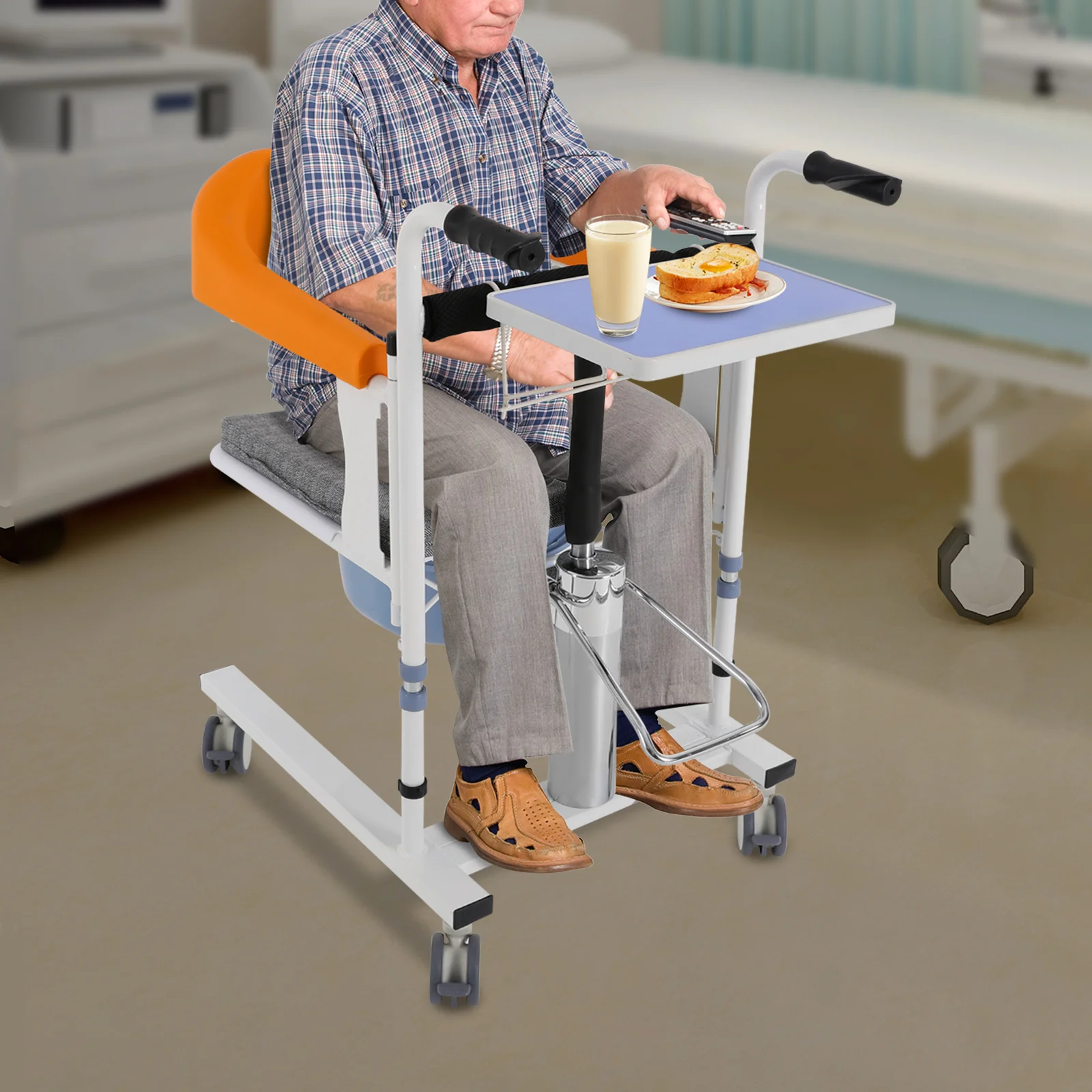 유압식 환자 리프트 휠체어, 180 °   접이식 등받이 휠체어 높이 조절 리프트 이동 의자 이동 간호 의자