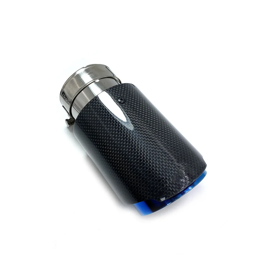 Tubo de escape individual para coche, silenciador de carbono liso y brillante, color azul, para BMW Benz, Audi, Porsche, CX-4, E71, E46, E60, E90, 1