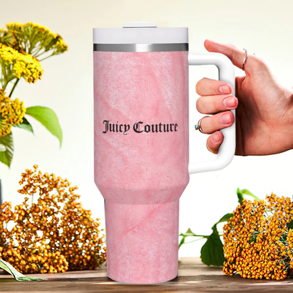 Hot-Sale-Like-Juicy-Couture-Style 40 Oz Ultimate Tumbler with Handle and Straw Vacuum Insulated Tumbler with Straw and Lid