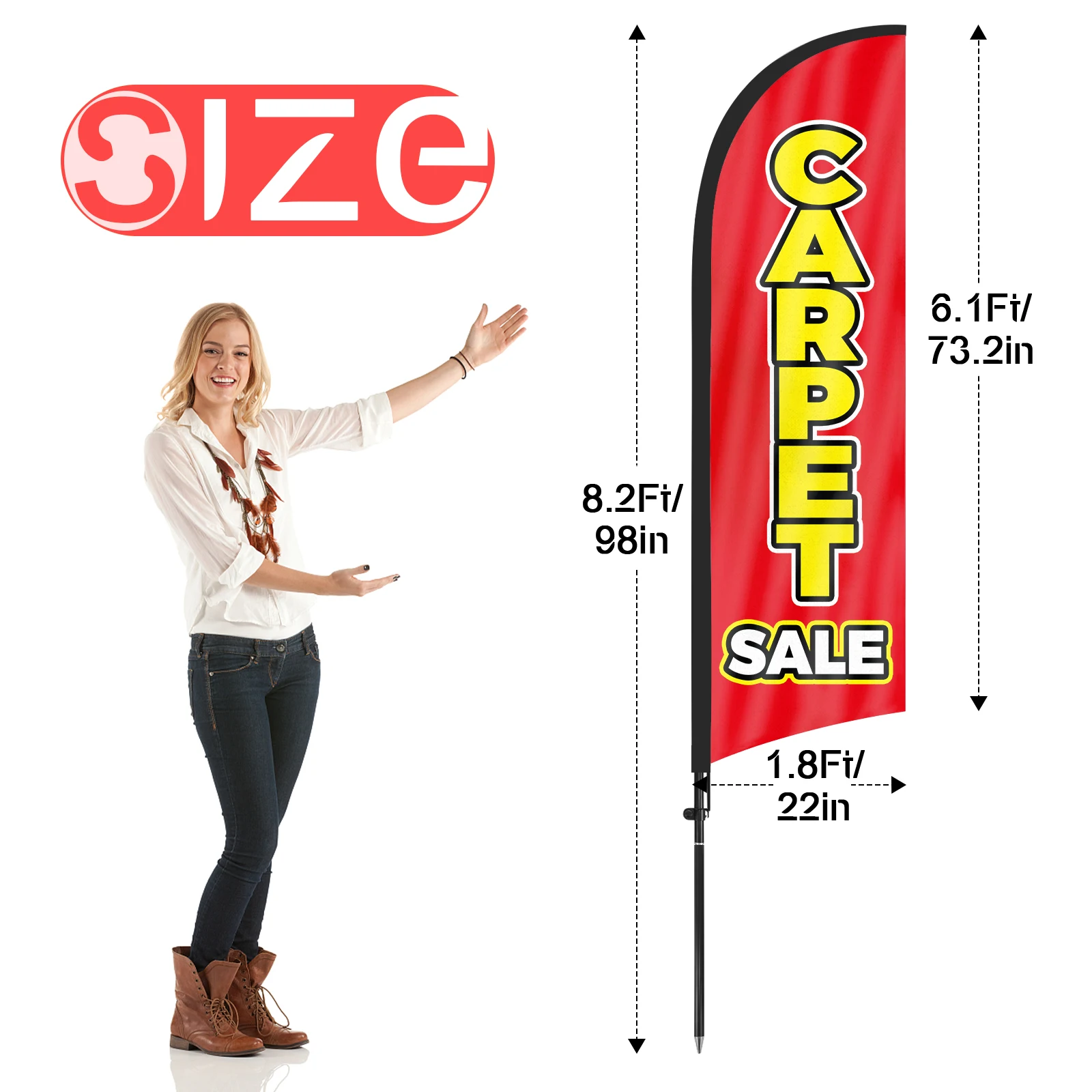 FSFLAG 1PCS 280CM The Carpet Sale Feather Flag with Flagpole Advertising Outdoor Banner Decoration for Businesse and Storefront