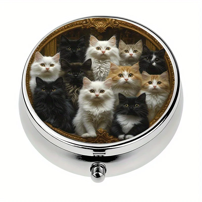 1 pill box with 3 compartments, cute cat-themed mini pill box, medication storage box, perfect for travel and storing vitamins