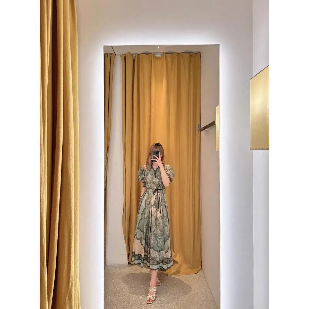 

Elegant Long Sleeveless Summer Dress Z Home Luxury European French Style Vacation Australia Print Dress Women's City Commute ...