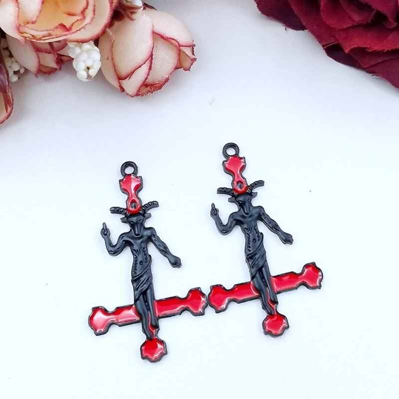 8pcs Baphomet Goat Inverted Cross Pendants, Satan Charm, Satanic, Lucifer, Halloween Devil ,DIY Handcrafted Jewelry Accessories