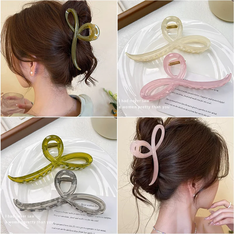 Pinza para el pelo con lazo de Color gelatina elegante para mujeres y niñas, adorno para el cabello dulce, diadema trasera, pinzas para el cabello, horquilla, accesorios para el cabello de moda