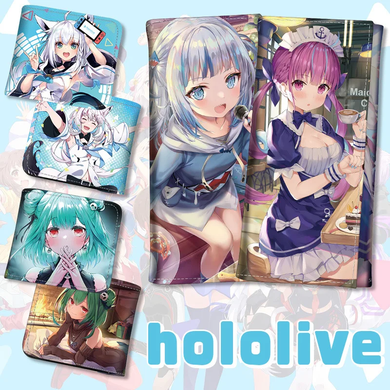 

Virtual YouTuber Hololive Wallet PU Leather Gura Marine Minato Aqua Nakiri Ayame Rushia Shirakami Purse Coin Holders Cards Bags