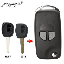 jingyuqin HU87 SZ11 Blade Modified Flip Remote Car Key Case Shell For SUZUKI SX4 Swift 2 Button + Button Pad