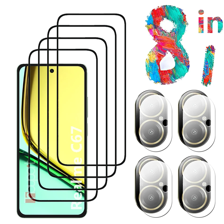 

Закаленное стекло для Realme C51 C53 C55 C63 C65 C67 4G 5G Защитная пленка для экрана Мягкая пленка для объектива камеры Realme C67 Стекло