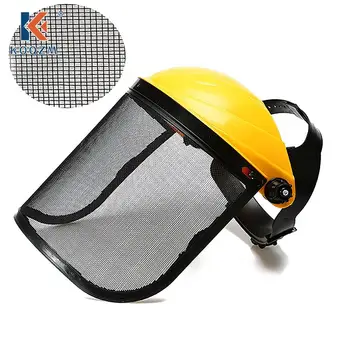Capacete de segurança com viseira integral, chapéu de proteção, cortador de escova, proteção florestal, aparador de grama do jardim, segurança
