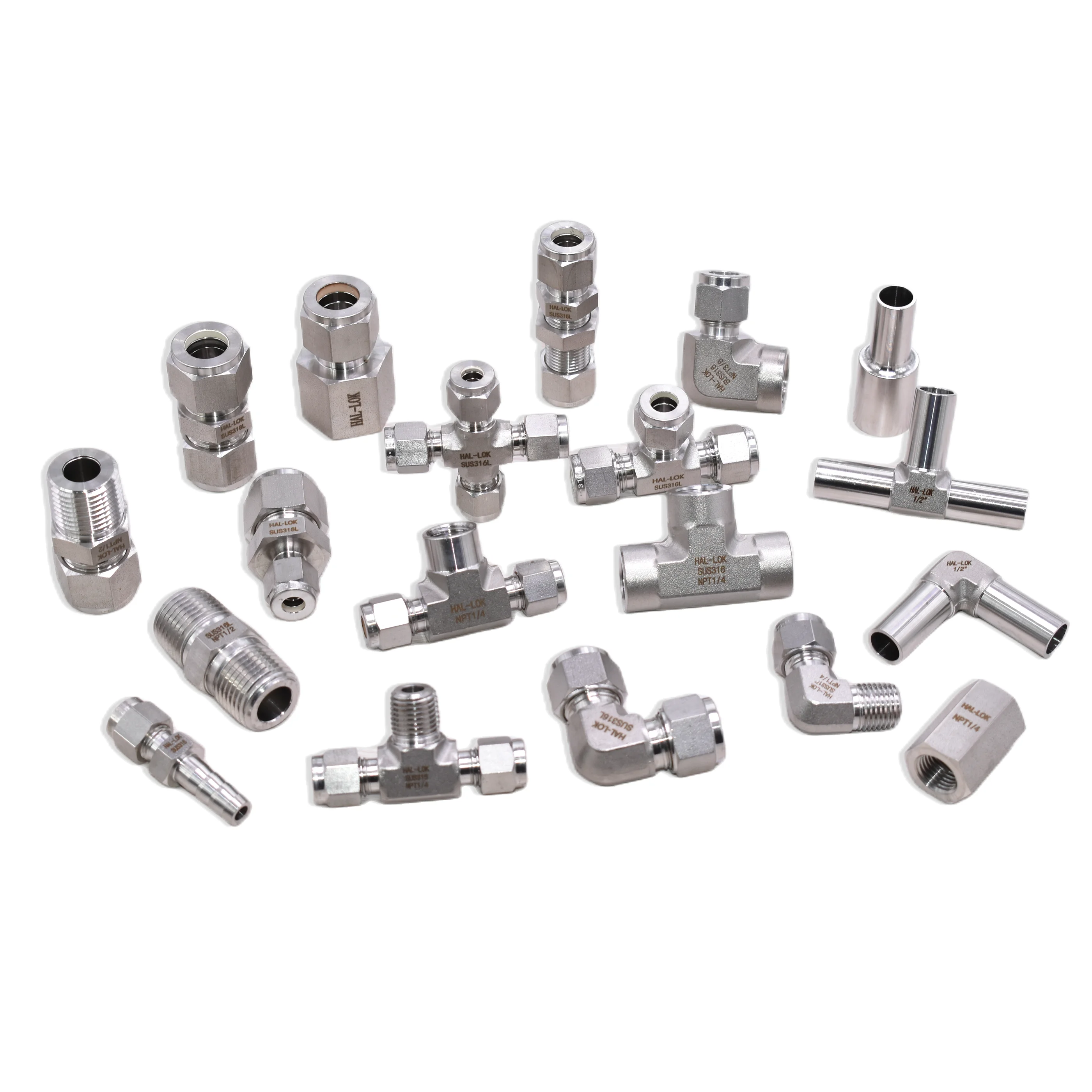Stainless Steel High Pressure Compression Fittings Union Elbow 90 Degree Connector with Double Ferrule