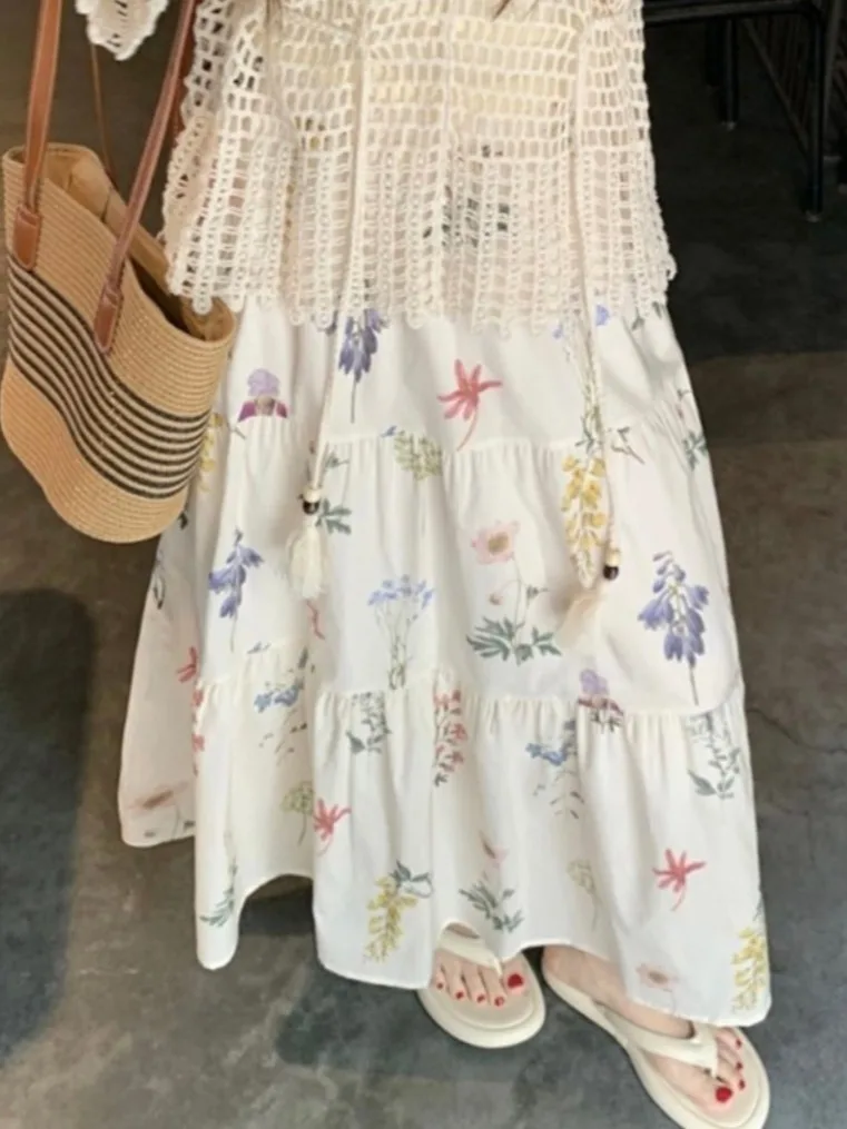 

Chic High Waist Floral Print f Body Skirt Ele Long Dr Women's Faion Spring Summer Seasonal Sle No Brand Registered