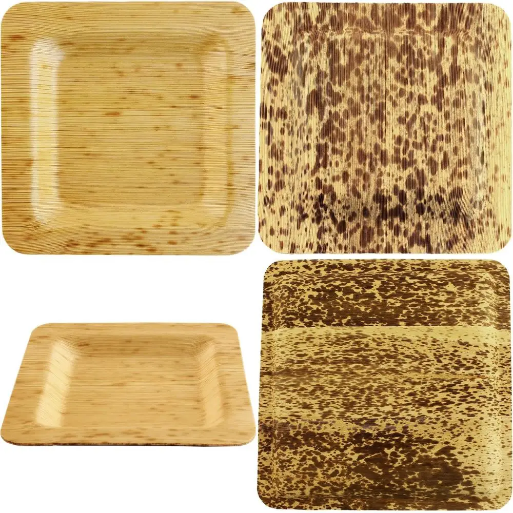 

Square Bamboo Leaf Plates, 4.7 Inch (12cm), 100 Count, Durable and Eco-Friendly Disposable Dinnerware for Parties and Events