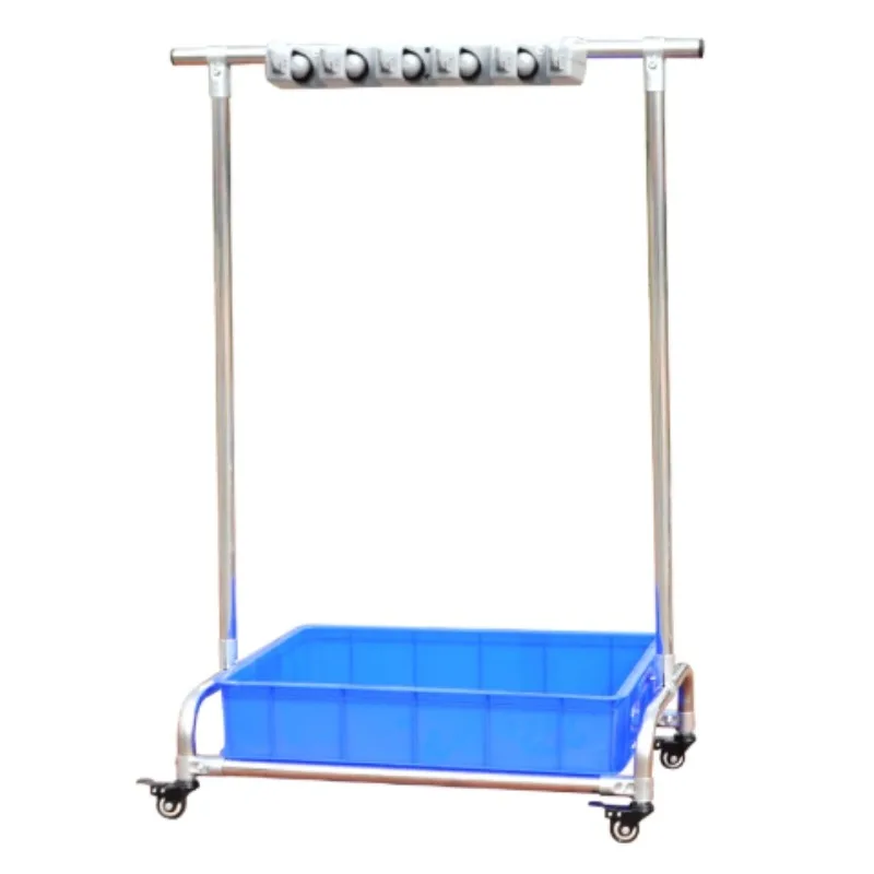 Stainless Steel Mobile Mop Rack with 5-6 Hooks, No Punch Wall Mount Mop Holder for Bathroom Kitchen Storage