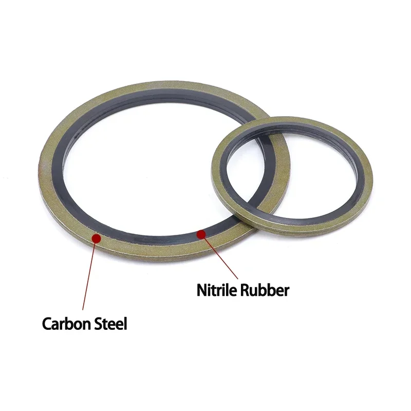 10-50pcs Combined Washer Gasket M5 - M60 Carbon Steel + Rubber Bonded Washer Oil Draain Metal Plug Sealing Ring Accessories