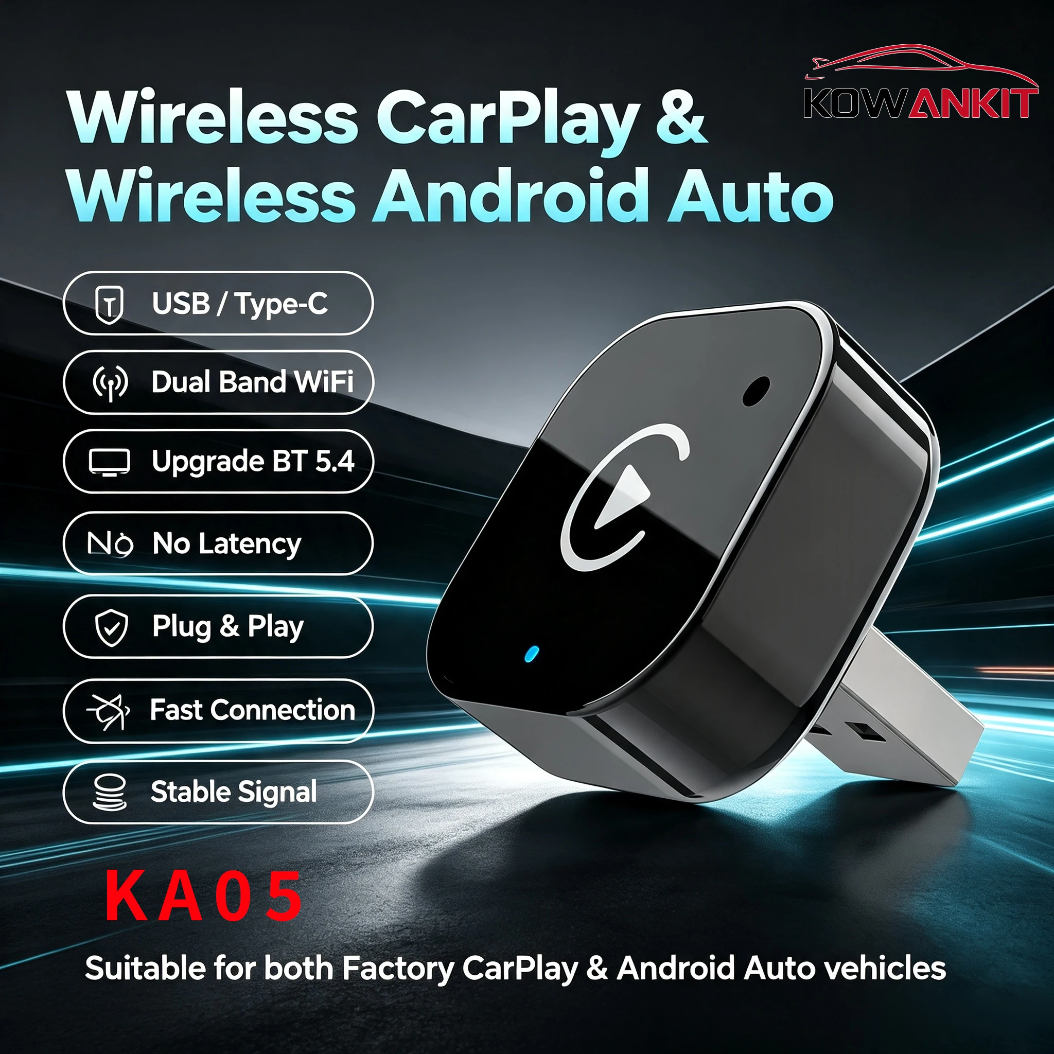 Car Accessories Usa - 2026 ワイヤレスCarPlayアダプター 2-in-1 有線接続を無線化ドングル Apple &