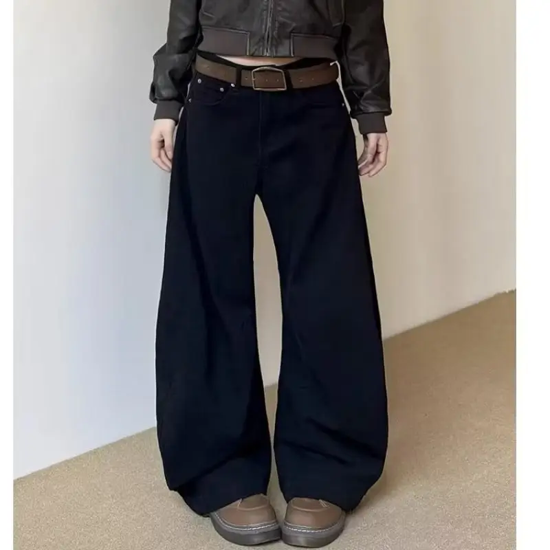 

Vintage 2000s High Waist Camel Jeans Women American Retro Fashion Baggy Y2K Wide Leg Denim Trousers Female Clothes