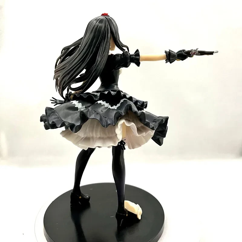 23cm anime data uma figura ao vivo tokisaki kurumi retro vestido preto mutável rosto modelo ornamentos 30th aniversário coleção brinquedos