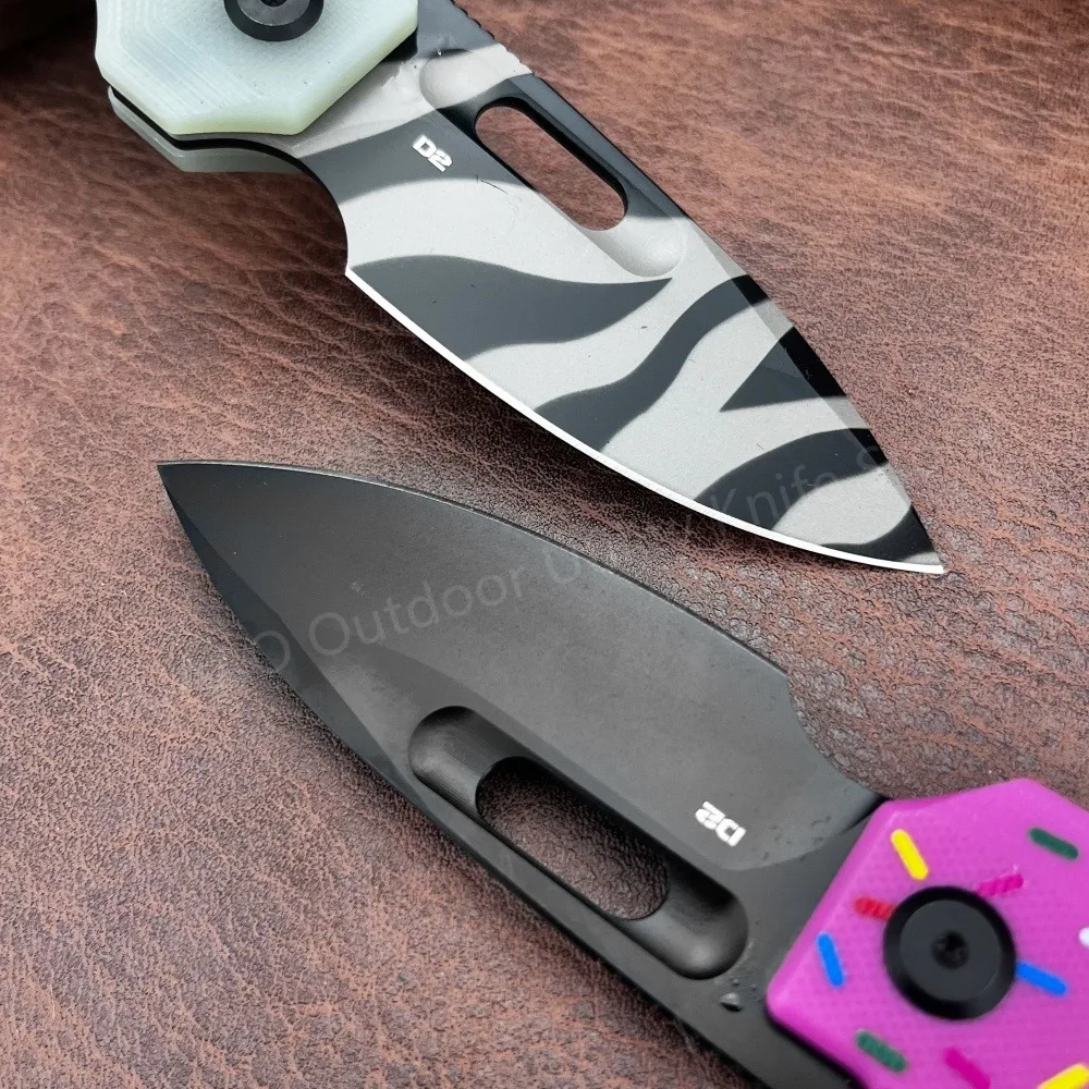 Mini faca dobrável para acampamento, de alta dureza, caminhadas, montanhismo, equipamento de autodefesa, portátil, cabo g10, lâmina d2 de aço inoxidável