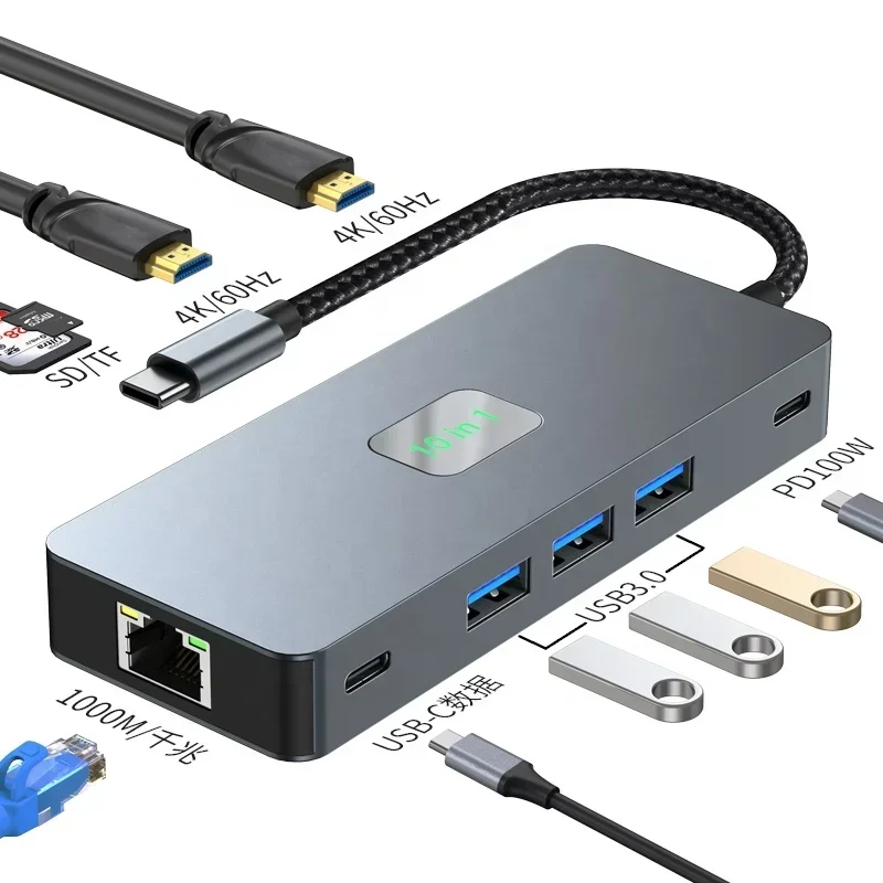 FC&EC 9 in 1 Dual HDMI-Compatible 4K Docking Station with 2 4K HDMI-Compatible Ports USB C Dock USB C HUB for MacBook Pro XPS fo