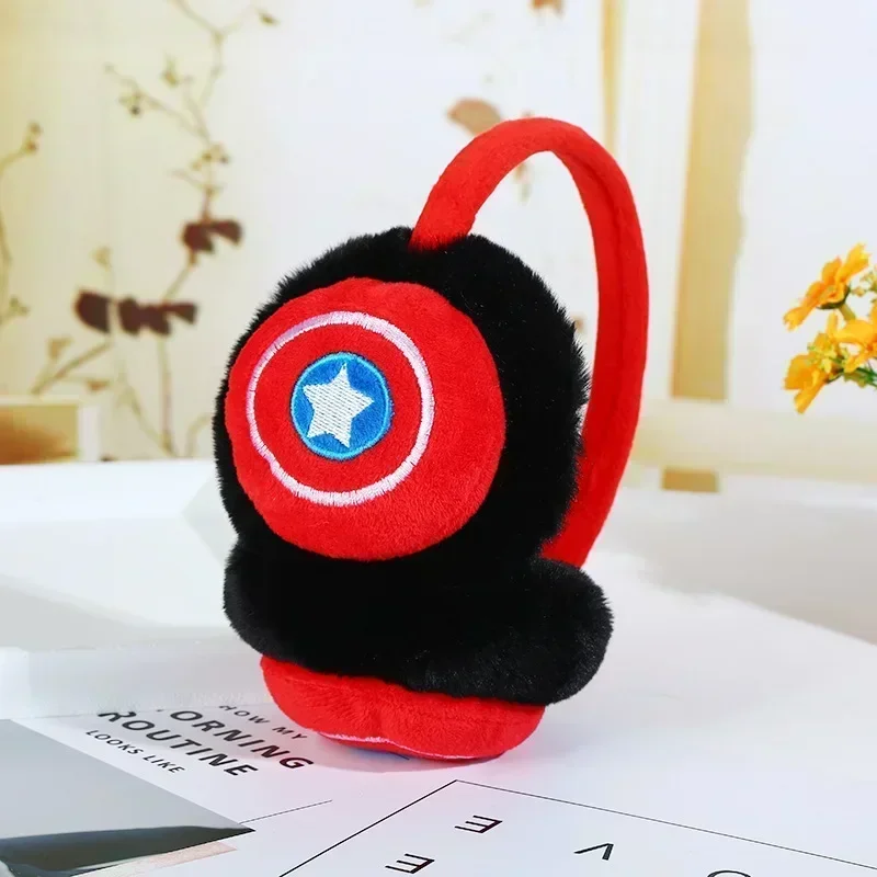 Disney Marvel Avengers Boys Winter Warm Spiderman Anime Peluche Children Earmuffs Thicken Cover Ears Kids Ear Muffs Headband Toy