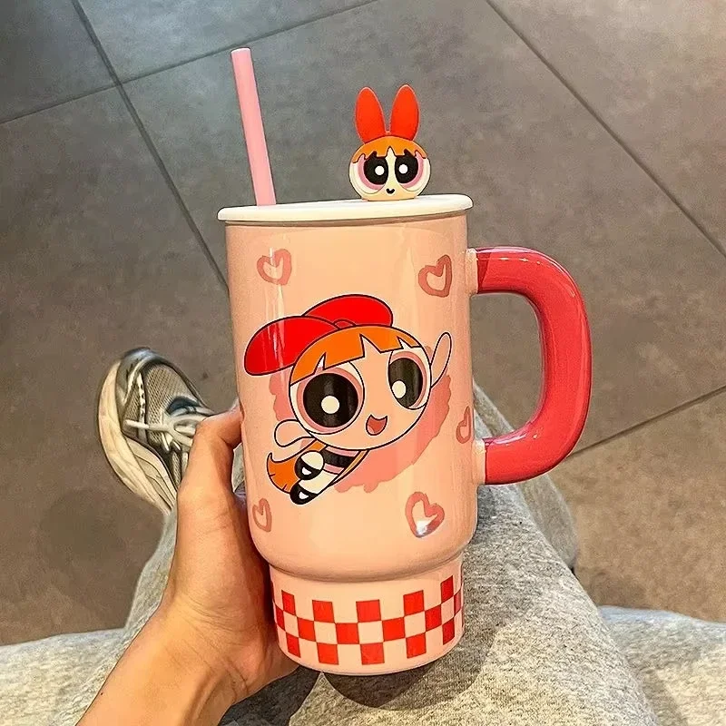 Nuovo The Powerpuff Girls Blossom Bubbles Buttercup anime periferico creativo cartone animato tazza di ceramica personalizzato carino regalo tazza d'acqua