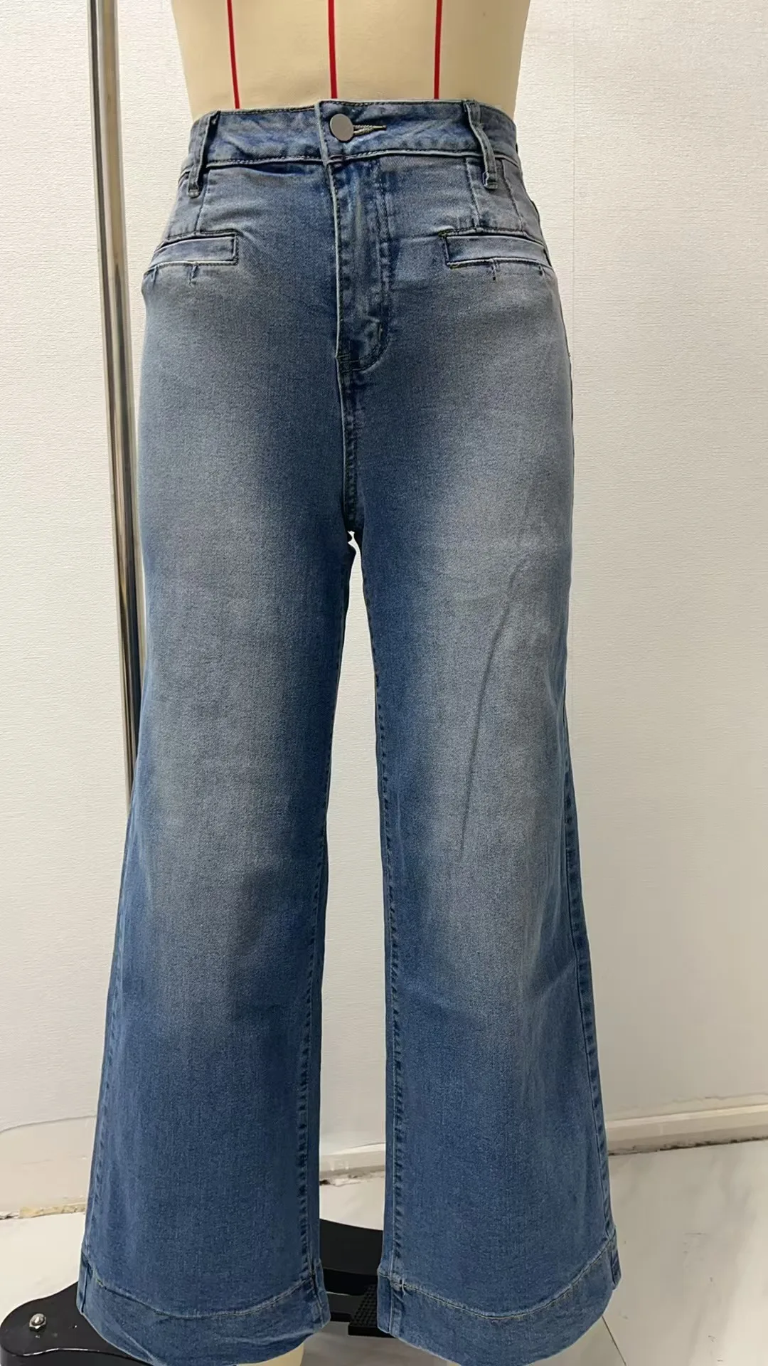 

Y2K Women Jeans High Waist Distressed Jean Wide Leg Trousers Ankle Length Denim Pants Loose Zipper Fly Washed Vintage autumn