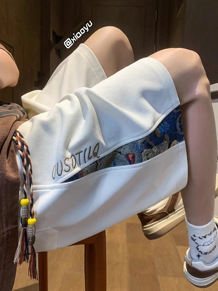 

New 2025 Men's Sport orts Summer Thin Faion Loose Mid-Pants American Retro Outdoor Casual Five-Quarter Pants