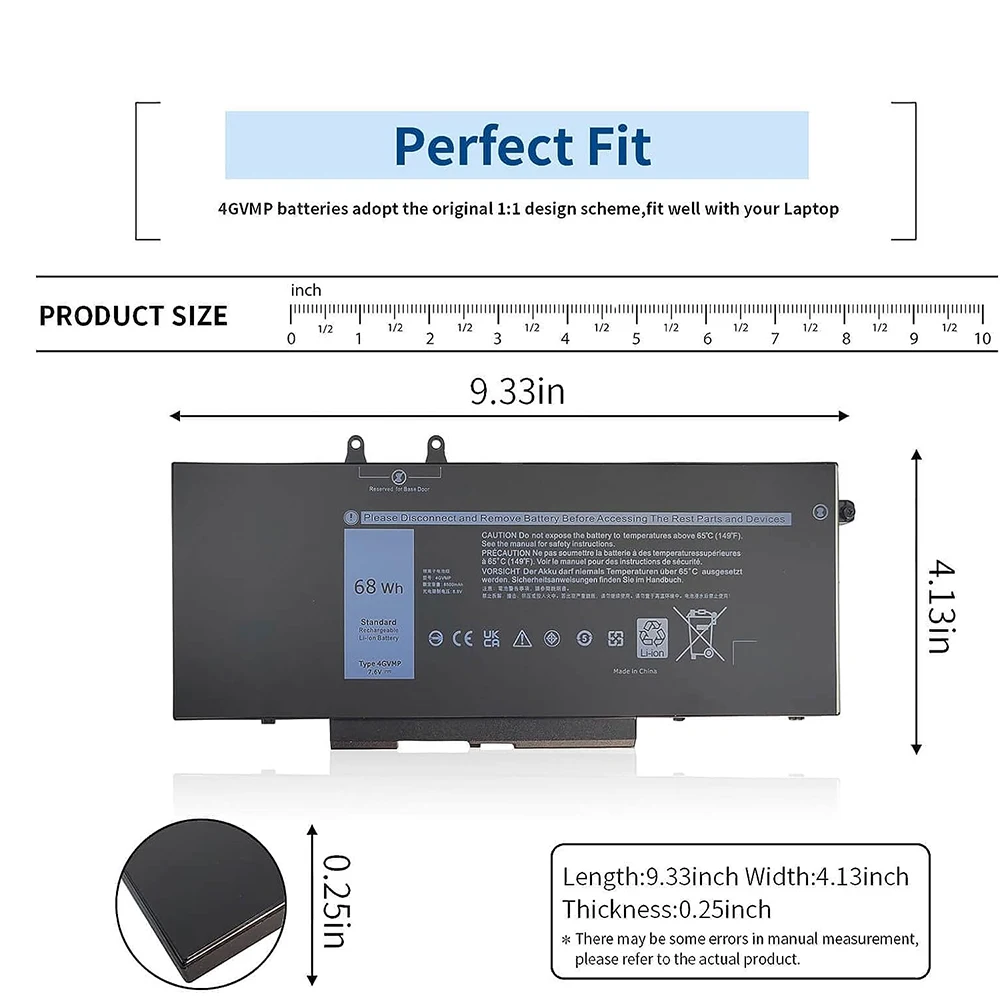 Imagem -04 - Bateria do Portátil para Dell Latitude 5400 5500 5410 5510 E5400 E5500 Inspiron 7590 7591 7791 Precisão 3540 Série 3550 4gvmp