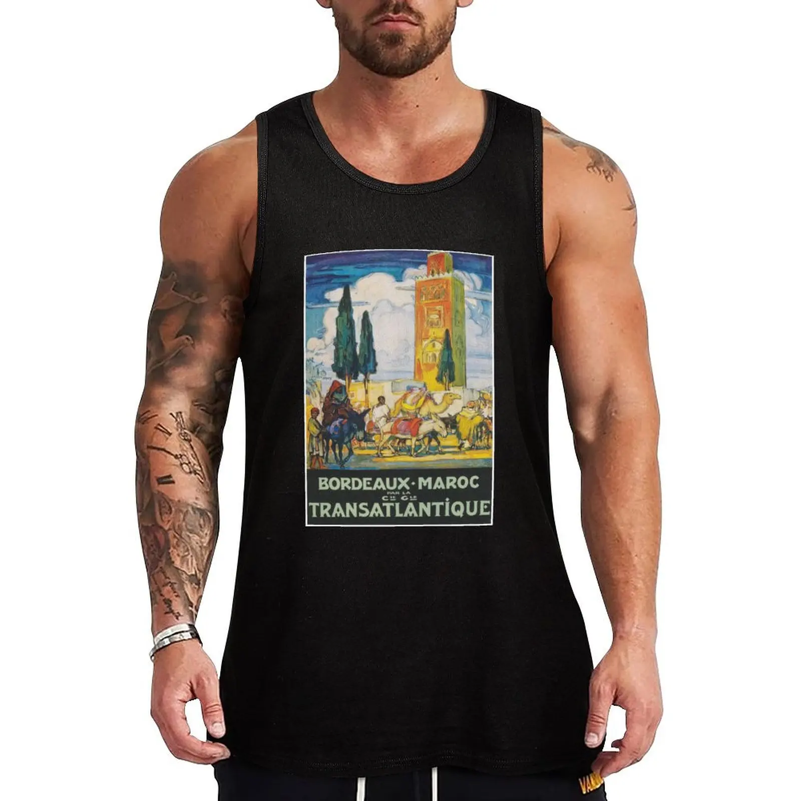 Morocco Vintage Travel Poster Tank Top Trendy Print Tank Top Fashion Graphic Sleeveless Top