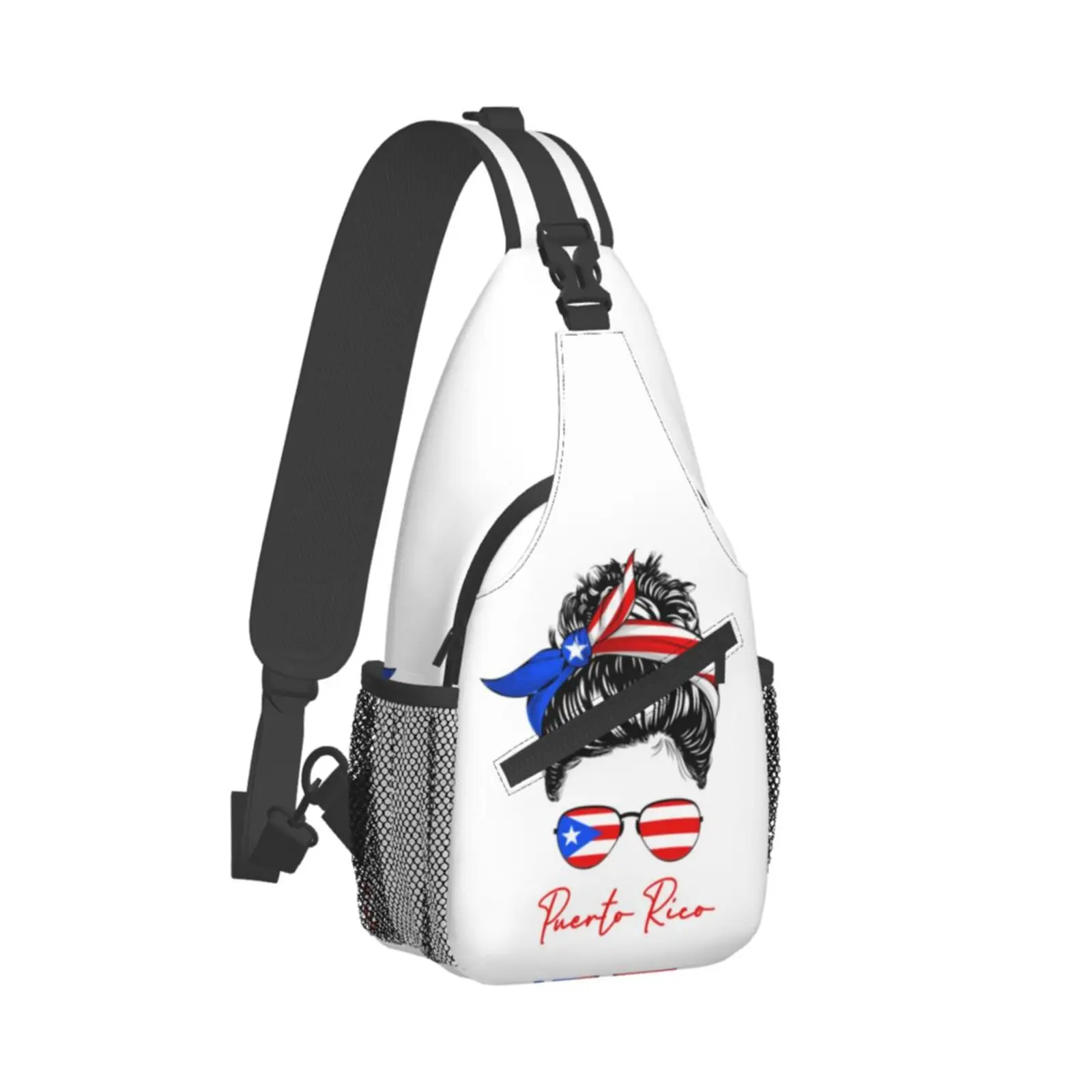 Cute Puerto Rico Flag Sling Bag Crossbody Chest Daypack zaino Casual borse a tracolla portoricano per donna uomo