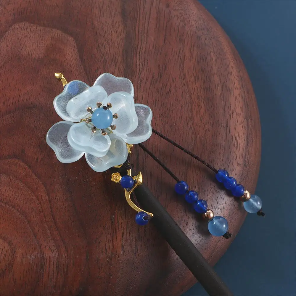 

Vintage Elegant Hanfu Tassel Chinese Style Women Wooden Hair Fork Hair Accessories Hair Sticks Flower Hairpins