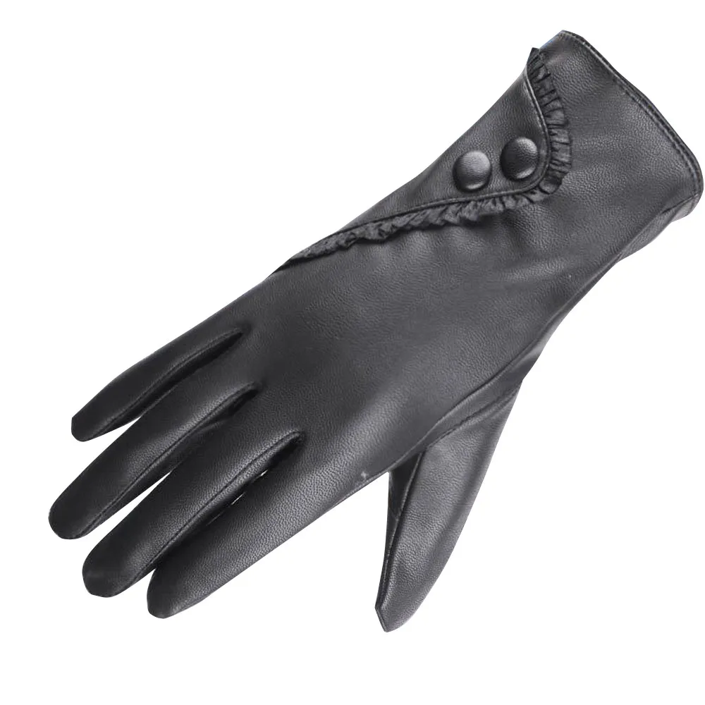 Fashion Women Lady Soft Leather Gloves Winter Warm Mitten Xmas Gift Black