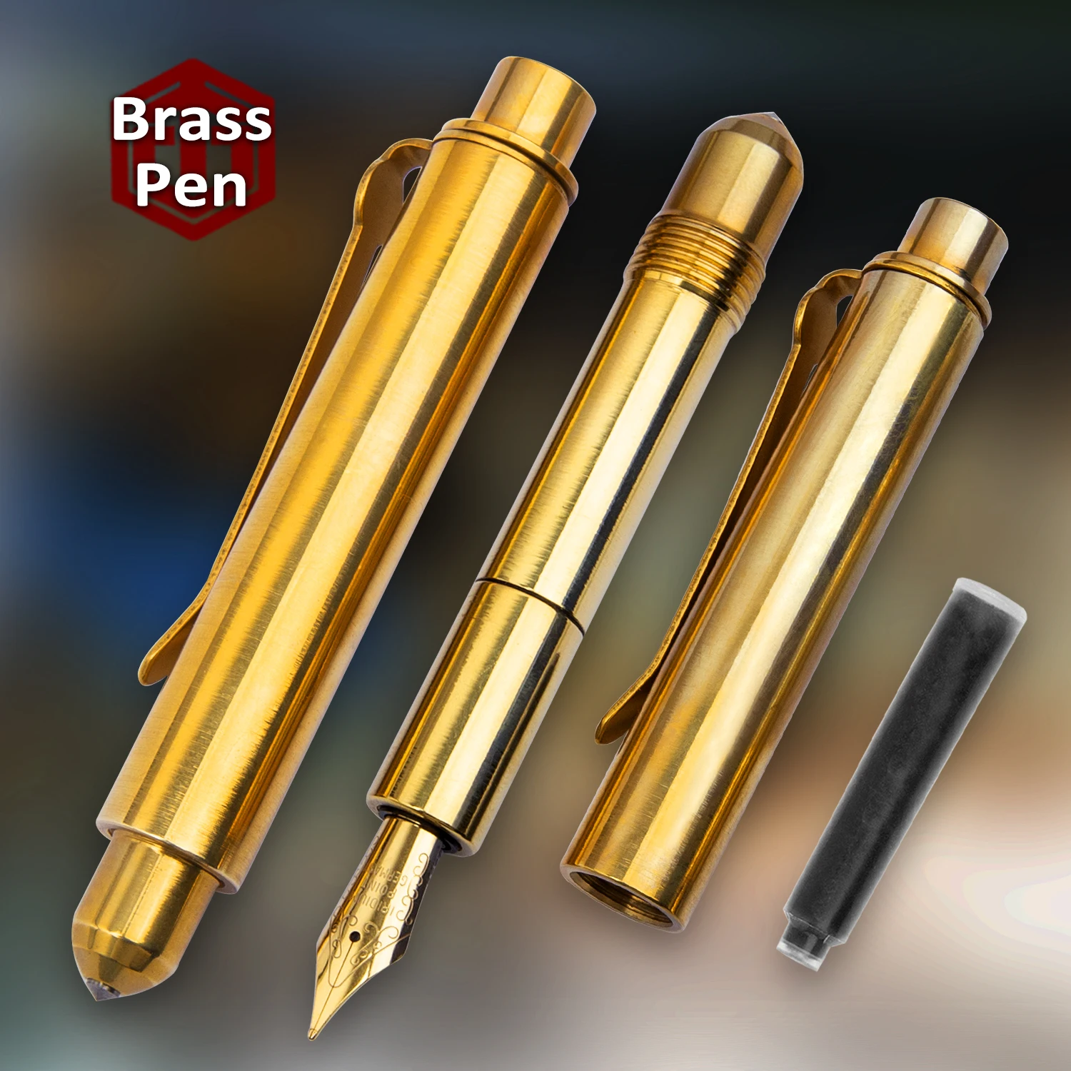 

Tactical Pen Brass Pen Multi functional Ink Pen Used for writing and breaking glass Send two ink bags Outdoor EDC