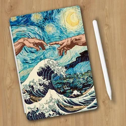 Van Gogh Waves Case for iPad 12.9 inch 10.9 Air 4 5 Cover 10.2 7/8/9th Generation Mini 5 6 2021 iPad Pro Case Tri-Fold Design