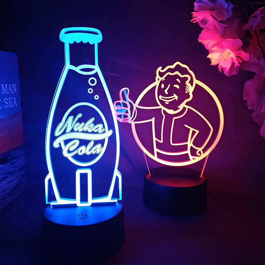 Vault Boy Figure Night Light 3D Illusion Akrylowa laserowa lampa z logo Vaultboy do dekoracji pokoju dla graczy Prezent świąteczny Arcane 3d Lights