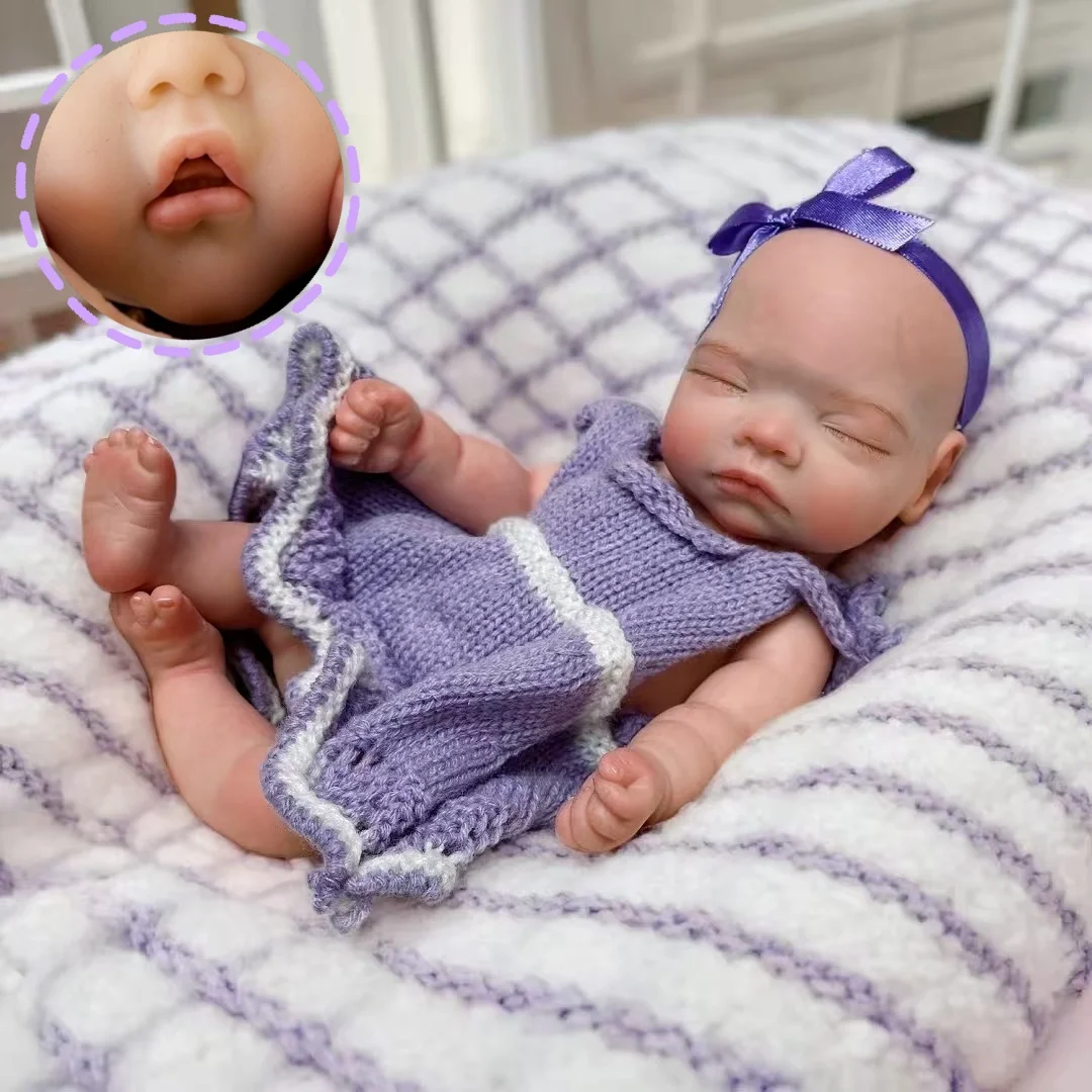 

10Inch Washable Whole Body Silicone Bebe Reborn Girl Doll With 2 Sets Clothes 3D Painted Skin Lifelike Realistic Newborn Doll